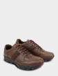 Pegasus Leather Wide Fit Trainer Style Walking Shoe - Brown