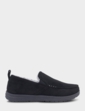 Faux Suede Fleece Lined Slipper - Black