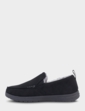 Faux Suede Fleece Lined Slipper - Black
