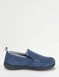 Faux Suede Fleece Lined Wide Fit Slipper - Navy