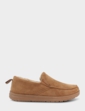 Faux Suede Fleece Lined Slipper - Tan