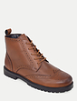 Pegasus Leather Wide G Fit Fleece Lined Brogue With Zip - Tan