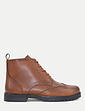 Pegasus Leather Wide G Fit Fleece Lined Brogue With Zip - Tan