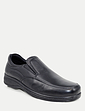 Pegasus Premium Leather Slip On Wide Fit Shoes - Black