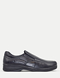 Pegasus Premium Leather Slip On Wide Fit Shoes - Black