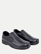 Pegasus Premium Leather Slip On Wide Fit Shoes - Black