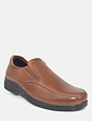 Pegasus Premium Leather Slip On Wide Fit Shoes - Brown