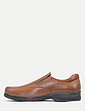 Pegasus Premium Leather Slip On Wide Fit Shoes - Brown