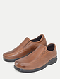 Pegasus Premium Leather Slip On Wide Fit Shoes - Brown