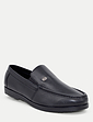 Pegasus Leather Wide G Fit Slip On Moccasin - Black