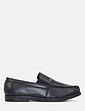 Pegasus Leather Wide G Fit Slip On Moccasin - Black