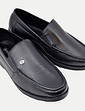 Pegasus Leather Wide G Fit Slip On Moccasin - Black