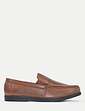 Pegasus Leather Wide G Fit Slip On Moccasin - Brown