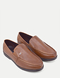 Pegasus Leather Wide G Fit Slip On Moccasin - Brown