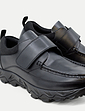 Pegasus Leather Wide Fit Touch Fasten Walking Shoe - Black