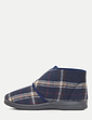 Sherpa Lined Wide Fit Bootie Slipper - Navy