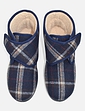 Sherpa Lined Wide Fit Bootie Slipper - Navy