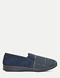 Dr Keller Wide Fit Fleece Lined Memory Foam Slipper - Navy