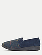 Dr Keller Wide Fit Fleece Lined Memory Foam Slipper - Navy