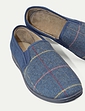 Dr Keller Wide Fit Fleece Lined Memory Foam Slipper - Navy