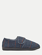 Dr Keller Wide Fit Faux Fur Lined Touch Fasten Slipper - Navy