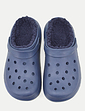 Fleece Lined Wide Fit Clog - Navy