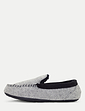 Farah Wide Fit Fleece Lined Moccasin Slipper - Black