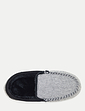 Farah Wide Fit Fleece Lined Moccasin Slipper - Black