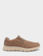Dr Keller Wide Fit Slip On Trainer Shoe - Brown