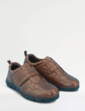 Pegasus Leather Wide Fit Touch Fasten Shoe - Brown