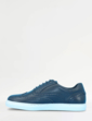 Pegasus Leather Wide Fit Brogue Trainer - Navy