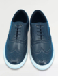 Pegasus Leather Wide Fit Brogue Trainer - Navy