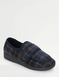 Extra Wide Fit Touch Fasten Outdoor Sole Slipper - Navy