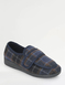Extra Wide Fit Touch Fasten Outdoor Sole Slipper - Navy