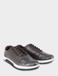 Pegasus Wide G Fit Leather Lace Trainer with Side Zip - Brown