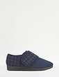 Extra Wide H Fit Touch Fasten Slippers with Outdoor Sole - Navy