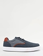 Pegasus Wide Fit Lace Shoe With Canvas Trim - Navy