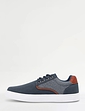 Pegasus Wide Fit Lace Shoe With Canvas Trim - Navy