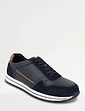 Pegasus Leather Wide G Fit Lace Trainer - Navy