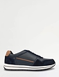 Pegasus Leather Wide G Fit Lace Trainer - Navy