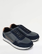 Pegasus Leather Wide G Fit Lace Trainer - Navy