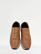 Pegasus Leather Wide G Fit Lace Trainer - Tan