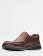 Clarks Cotrell Free Wide H Fit Leather Slip On Shoe - Tobacco