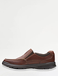 Clarks Cotrell Free Wide H Fit Leather Slip On Shoe - Tobacco