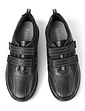 Hotter Energise Dual Wide Fit Leather Touch Fasten Shoes - Black