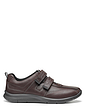 Hotter Energise Dual Wide Fit Leather Touch Fasten Shoes - Brown