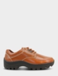 Pegasus Leather Wide Fit Lace Wide Fit Walking Shoe - Tan