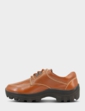 Pegasus Leather Wide Fit Lace Wide Fit Walking Shoe - Tan