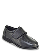 Leather Wide Fit Touch Fasten Shoe - Black