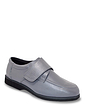 Leather Wide Fit Touch Fasten Shoe - Grey
